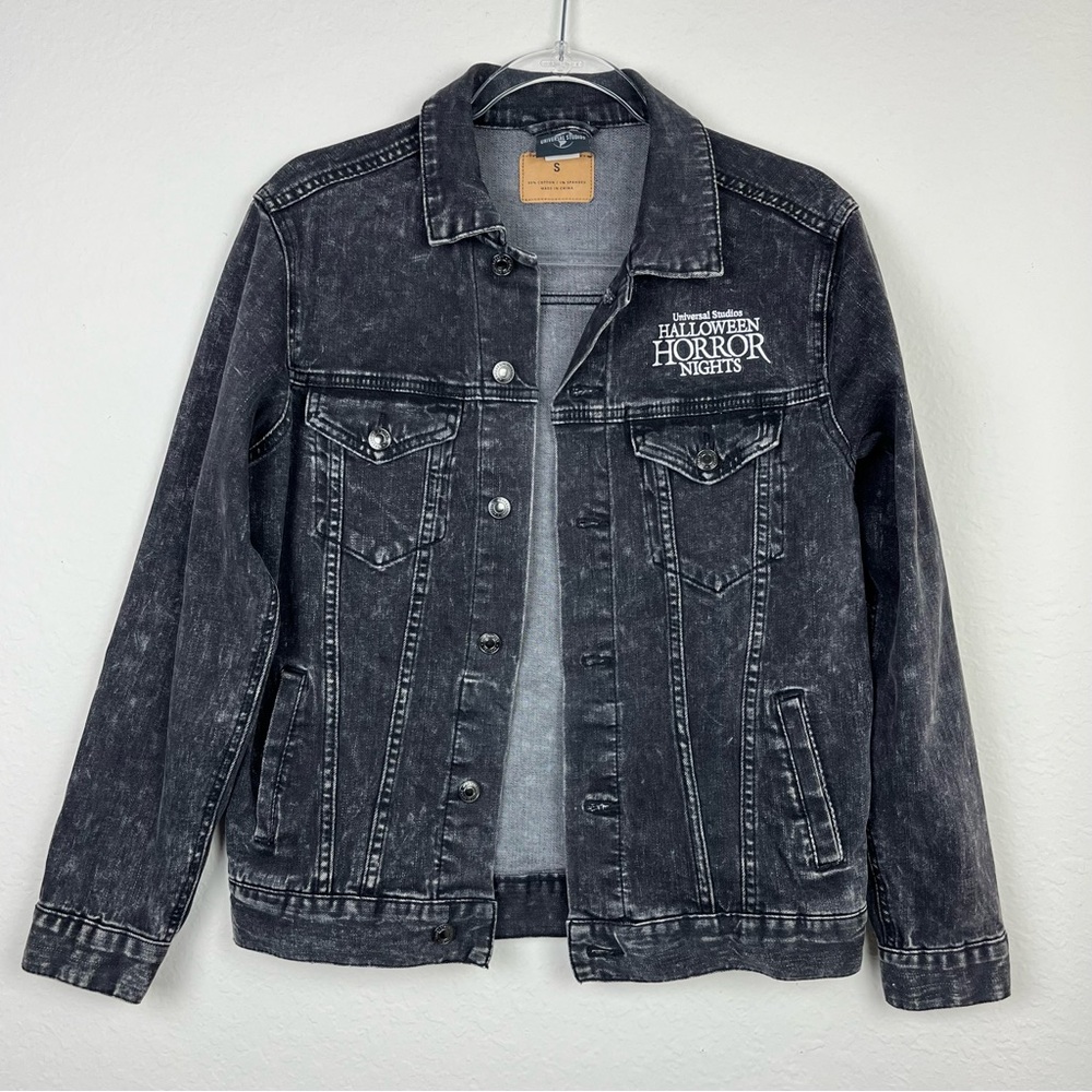 Black Denim Jacket Halloween Horror Nights Frankenstein Size Small - Picture 2 of 12